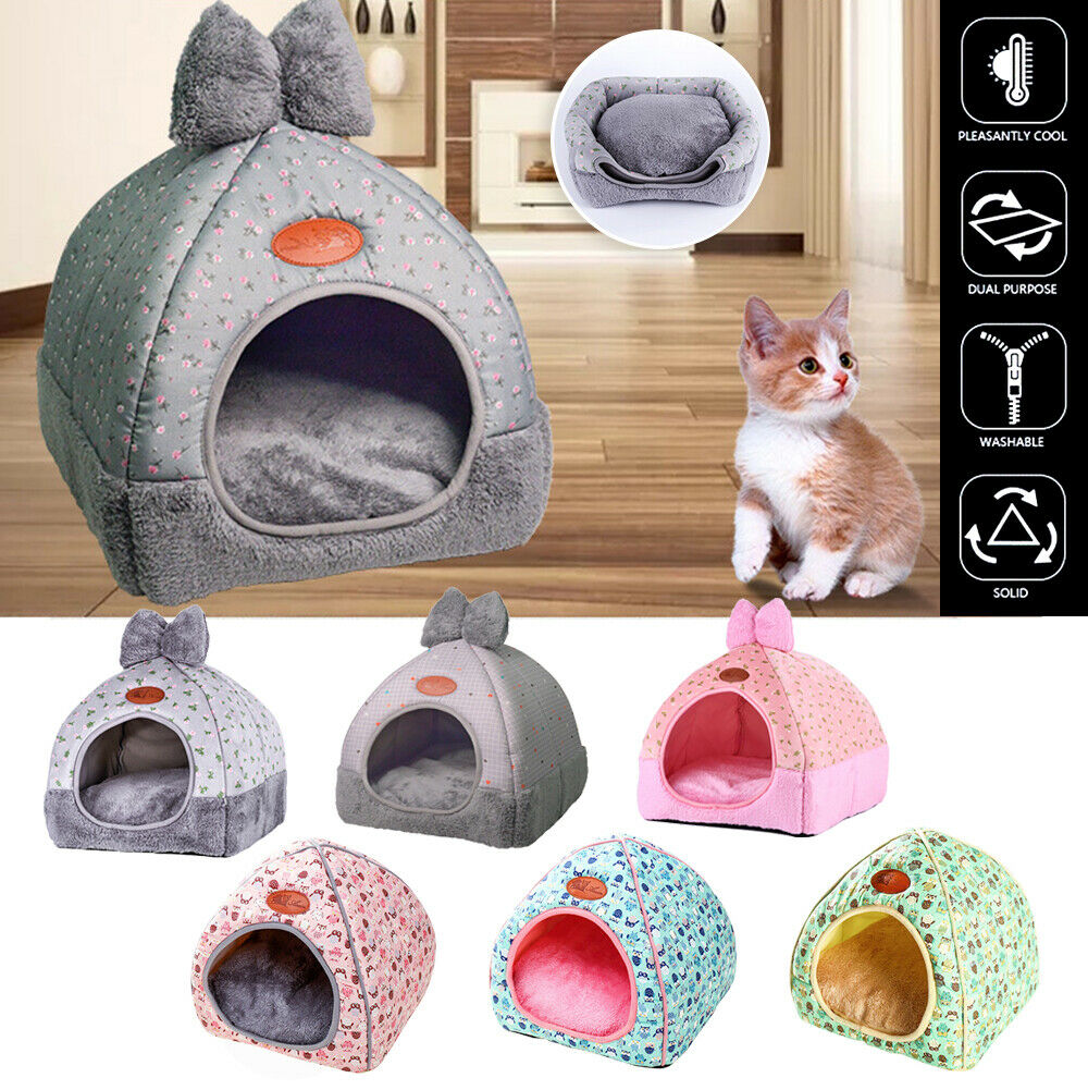 Casa de mascotas bonita iglú, cama de invierno de lana acolchada muy cálida, caseta para perros y gatos pequeños y medianos
