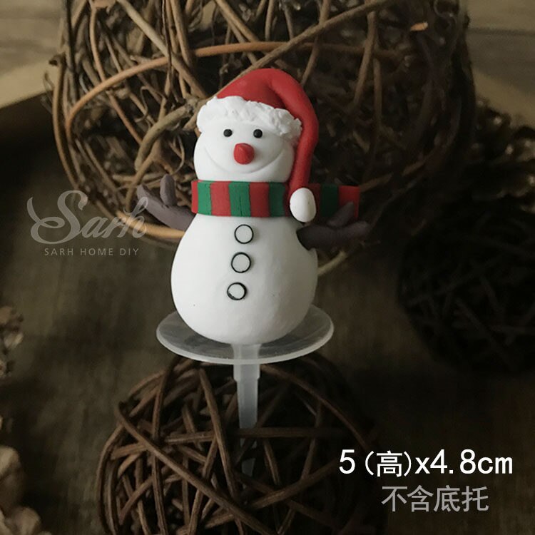 Santa Claus Elk Snowman Christmas Cake Toppers Tree Deer Shoe Happy Year Decorations Party Baking Supplies Kid Love: Snowman