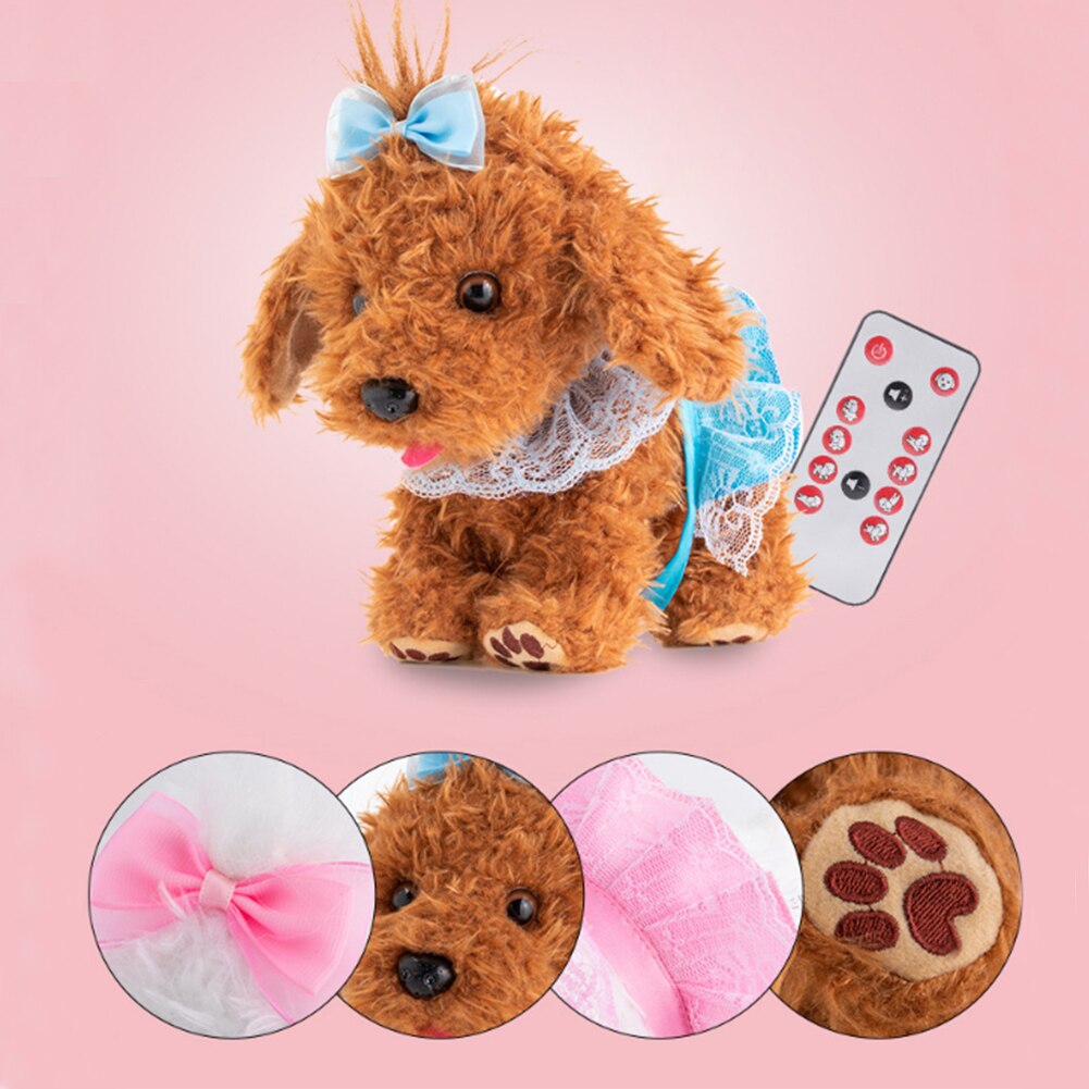 Aboiement pour enfants télécommande éducatif Simulation Teddy chien 8 mouvements Smart peluche jouet d'anniversaire Animal mignon