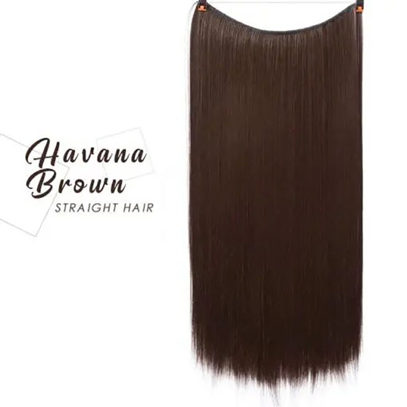 22 pouces femmes vague Extensions de cheveux Secret cheveux Extension bande synthétique naturel caché Secret Invisible fil cheveux pièce sans pince: B6