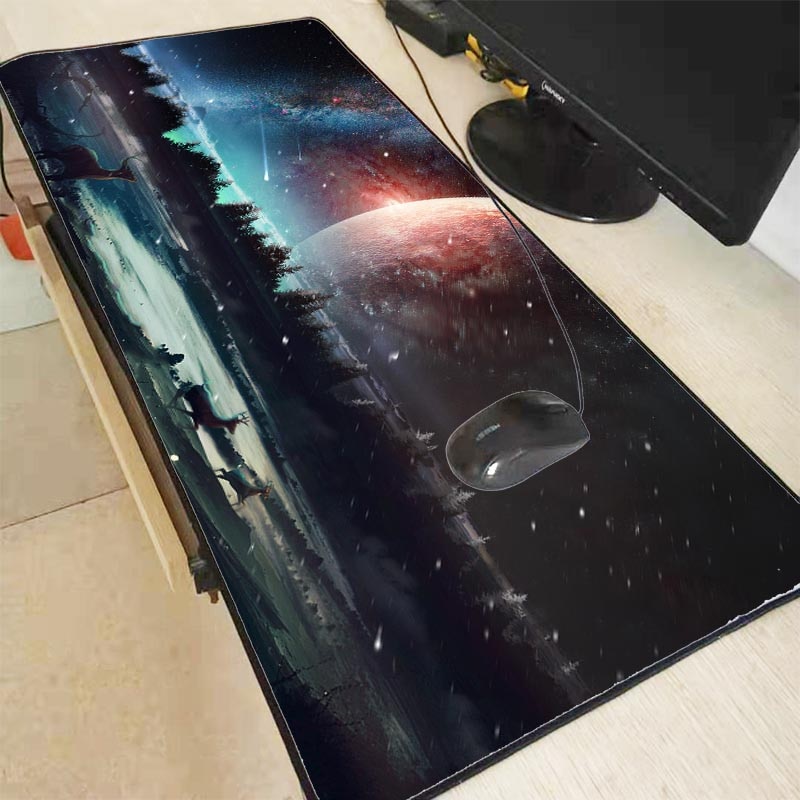 Mairuige 90X40CM Colorful Sky Moon Deer Unique Desktop Pad Game Mousepad Gaming Large Mouse Pad Computer Mats Notebook Mice Mats