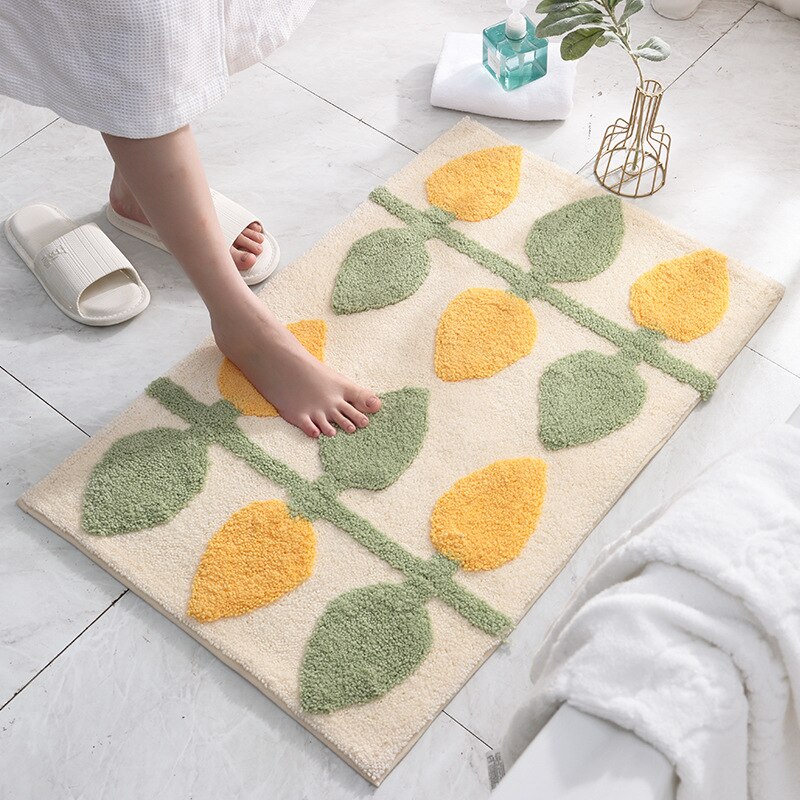 Citronblad blødt fluffy flocking tæppe nordisk ins stil farverigt tæppe til stue soveværelse køkken skridsikker gulvmåtte tæppe: 3 / 50 x 80cm