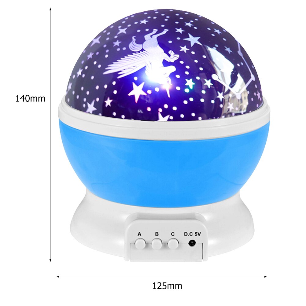 Roterende Projector Starry Night Lamp Sky Star Kinderen Kids Baby Slaap Romantische LED USB Projectie Lichten Xmas: A
