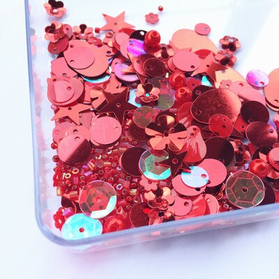 Kralen 2mm + Parel 6mm Pailletten Platte Ronde PVC Vormige Losse Pailletten voor Ambachten Paillette Naaien Decoratie DIY accessoire Lentejuelas: Red