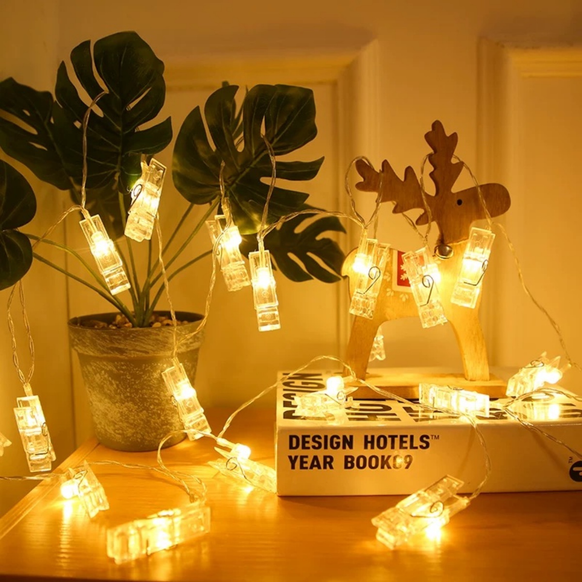 LED-Clip, Lichterkette, kreativer Fotoclip, Schlafzimmer, Hintergrund, Zauberstab, , Party, Dekoration, warm und romantisch: Gelb / Blau