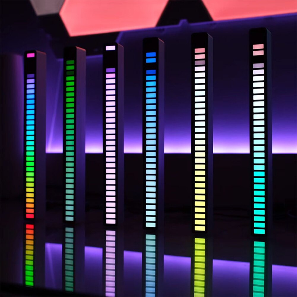 Lydkontrol lys app kontrol stemmeaktiveret pickup rytme lys led rgb farverig musik omgivende lys bar rytme lampe usb