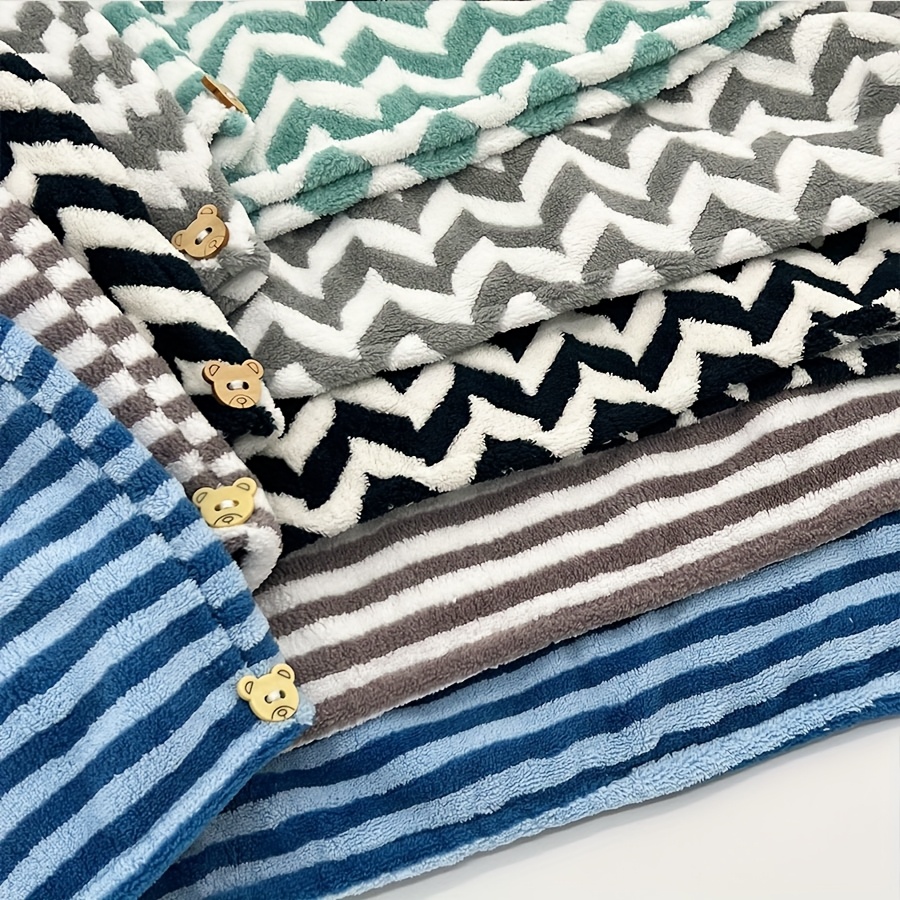 Serviette sèche pour cheveux en microfibre rayée, absorbante, douce au toucher, à séchage rapide, pour le bain, la plage et les voyages