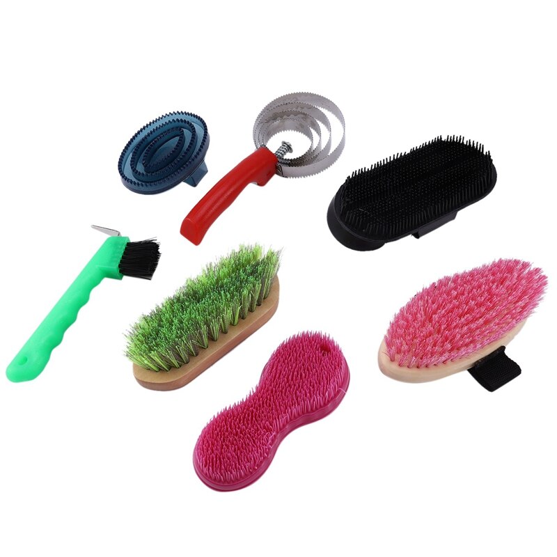 Hestestellesett 10 deler hestebørste hestevaskingsverktøy børste kamgrep sett