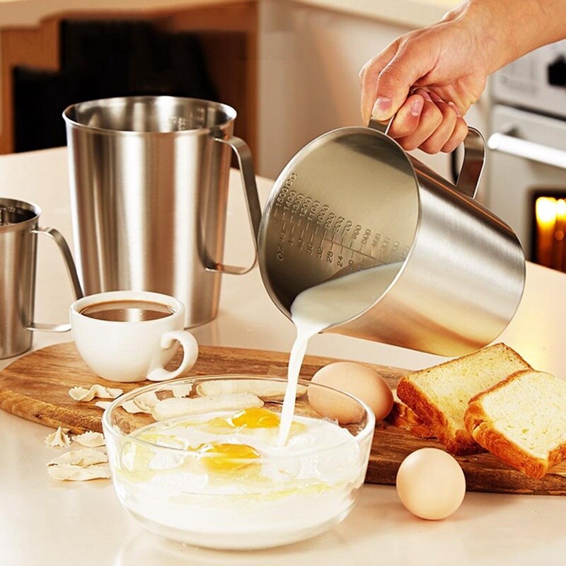 Stainless Steel Measuring Cup With Scale Milk Tea Mug Kitchen Baking Tea Large Capacity Measuring Cup