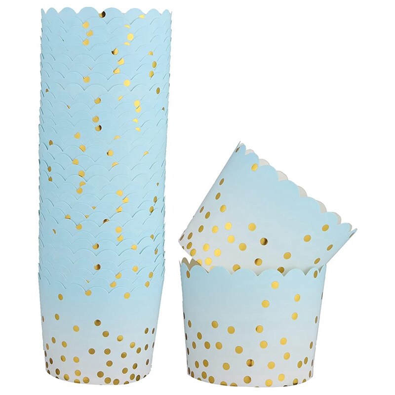 50 Pcs Colorful Greaseproof Paper Baking Cups 5 Oz Cupcake Paper Liners Disposable Muffin Cases Cupcake Containers: Blue