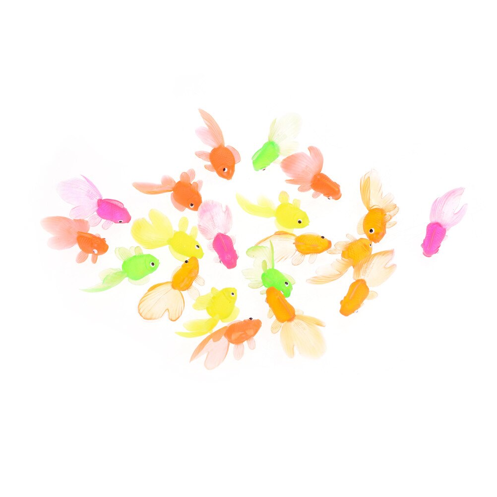 3/20 Teile/los Zufällige Farbe 4cm Weiche Gummi Gold Fisch Kleine Goldfisch freundlicher Spielzeug Kunststoff Simulation Kleine Goldfisch: 20Stck