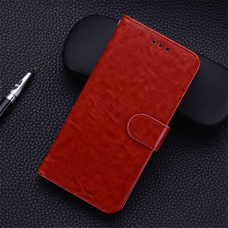 Leder fallen für Xiaomi Redmi 6 Zurück Abdeckung Brieftasche kippen fallen für Xiaomi Redmi 6 Redmi6 fallen für xiaomi redmi 6 Funda Coque: Braun