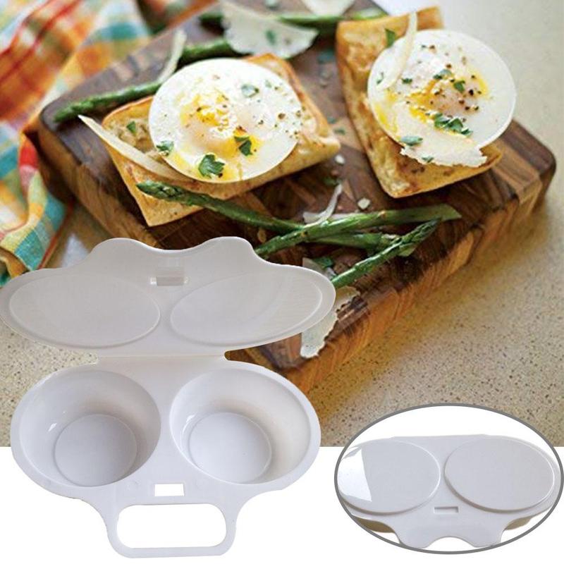 Kunststoff Mikrowelle Spiegelei Kasten Küche Zwei Backen Mikrowelle Dampfer Lagerung Haushalt Eier Behälter Kochen P0Y7