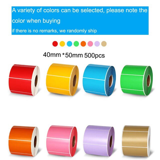 1roll colorful Waterproof sticker printing label TOP Direct Thermal Labels packing /price labels Zebra: 40x50 500pcs