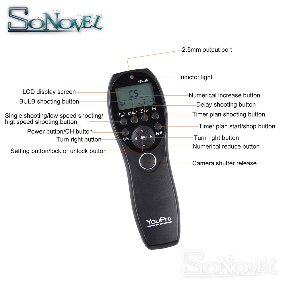 Yp -880/l1 timer fjernbetjening til panasonic dmc -g7 g9 g10 g85 fz2500 fz1000 fz300 gf6 gh1 gh2 gh3 gh4 gh5 gx8 gx7 dmw -rs1