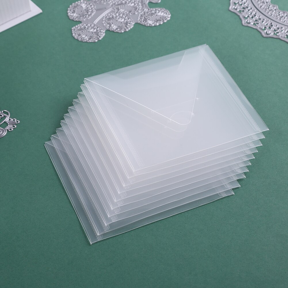 10pcs/Set Transparent Plastic Storage Bags For Storage Cutting Dies Foil Plates Clear Stamps Embossing Folders Organizer Bag