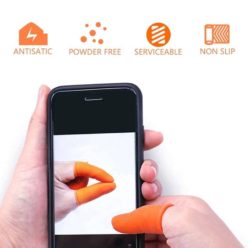 Guantes de protección para dedos de goma, antideslizantes, de látex, reusables para reparación electrónica, limpieza de joyas, 100 Uds.