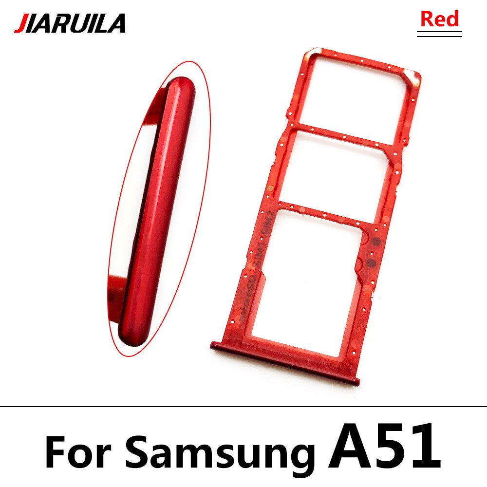 Dual-Card Sim Tray Holder For Samsung Galaxy A12 A31 A51 A71 A125F SIM Card Tray Slot Holder Adapter Socket Repair Parts: A51 red