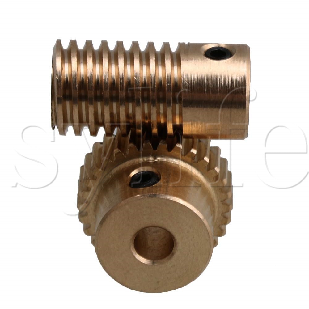 30 Teeth Golden Yellow Metal Worm Gear Set with 4mm Hole Wheel and 3.17mm Hole Shaft