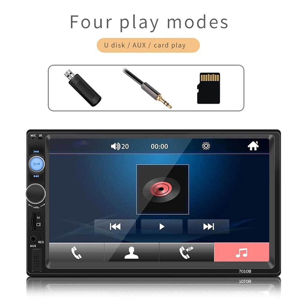 Autoradio MP5 double écran tactile 7 pouces, 7010B, Bt, Hd, lecteur multimédia, stéréo, support identique à l'écran, 2din