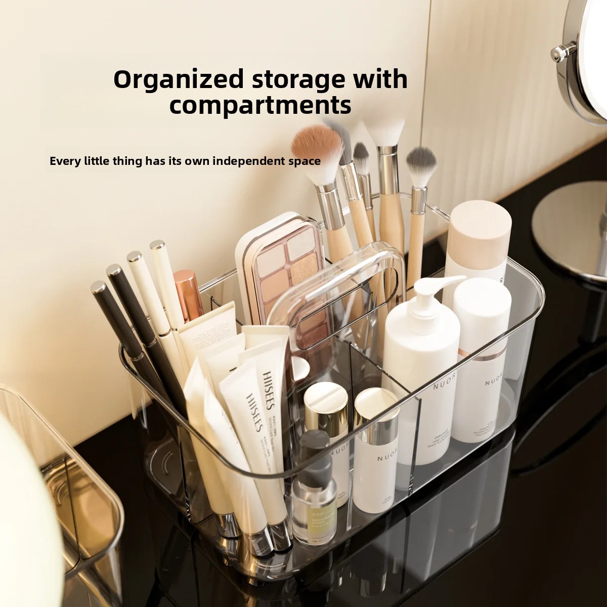 Tragbare Desktop Transparente Lagerung Box Kosmetische Organizer Büro Schreibtisch Verschiedenes Schreibwaren Korb Handheld Tablett