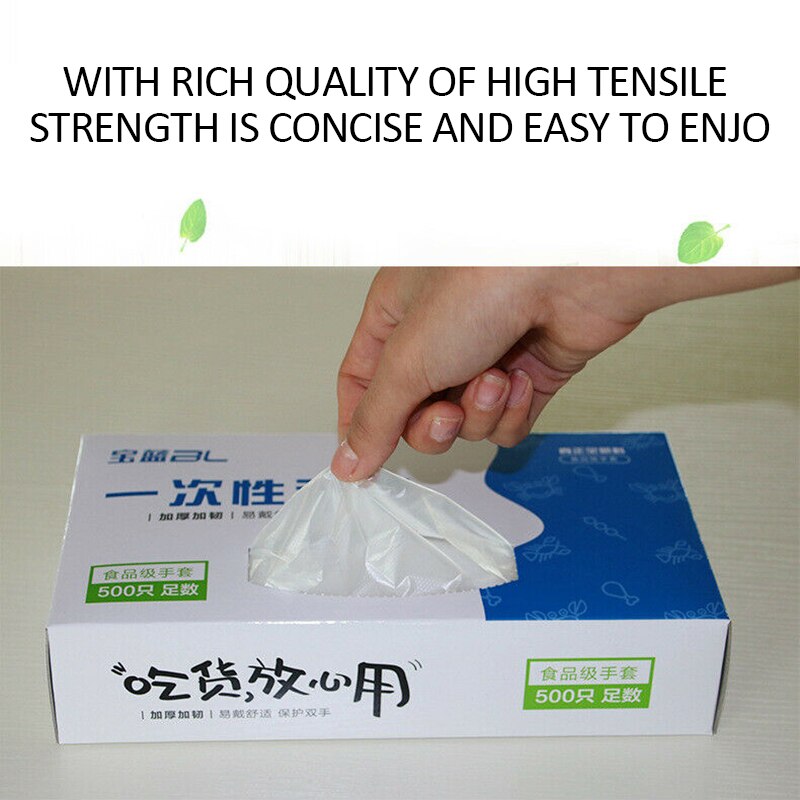 Gants écologiques jetables en plastique, accessoires de cuisine transparents 100/200 pièces/ensemble, pour le nettoyage des aliments,