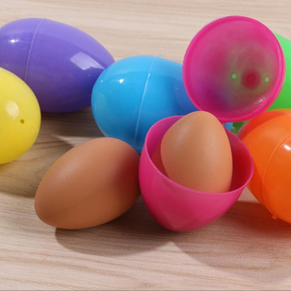 12pcs 4*6cm Easter Eggs Open Plastic Eggshell Party Decoration Diy Easter Random Color