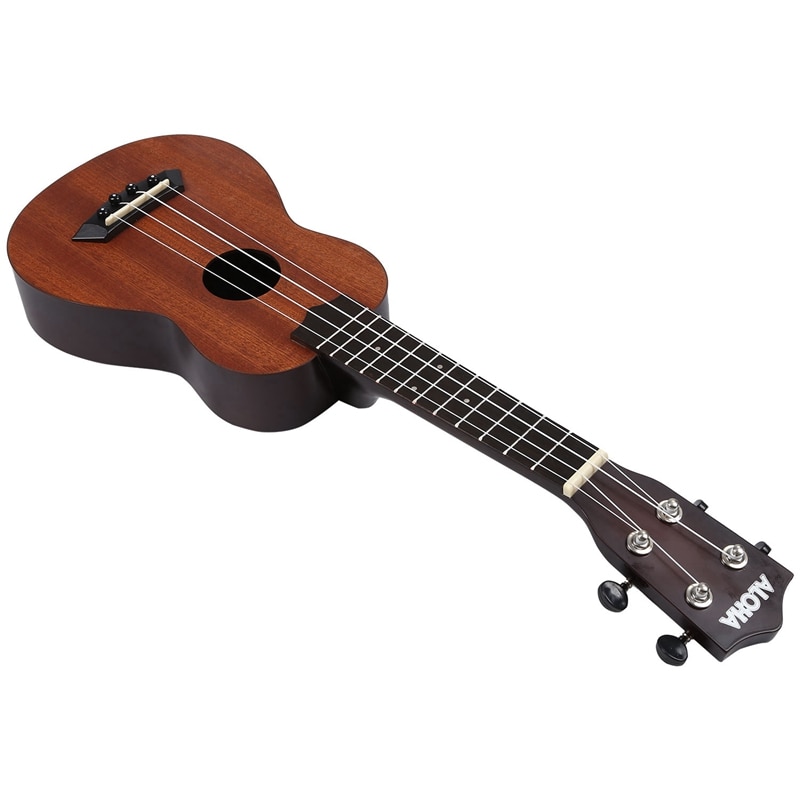 Aloha 21 tommer ukulele begynder sopran ukulele sapele træ 4 strenge guitar mahogni hals delikat tuning pind