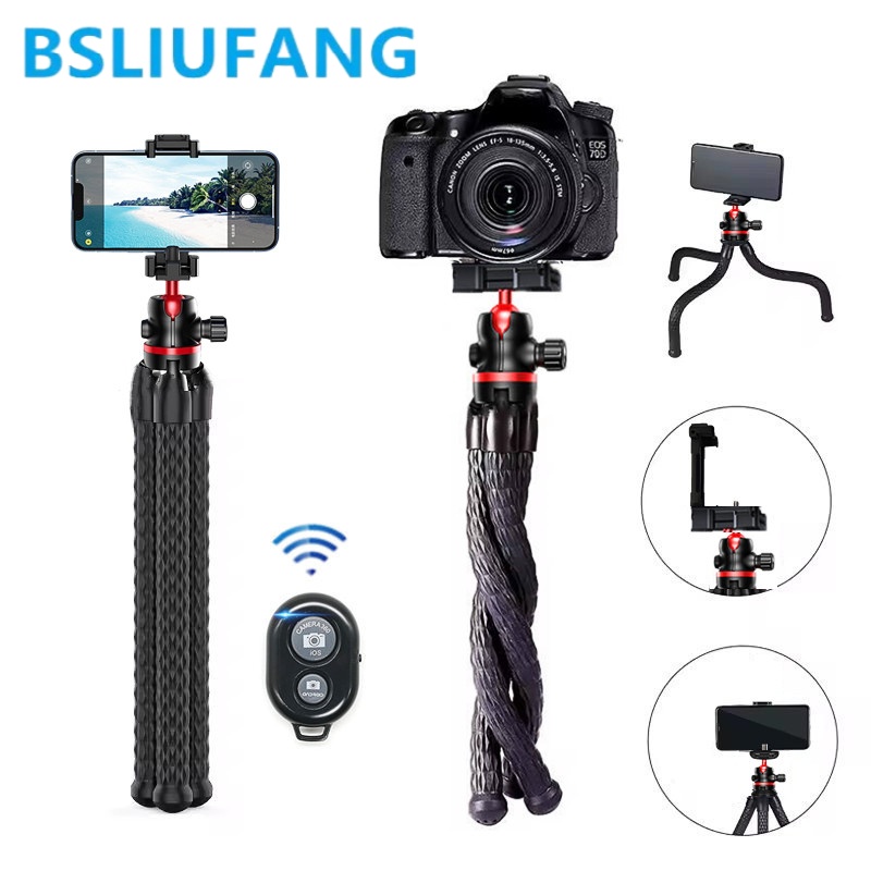 BSLIUFANG 2025 nowy statyw z pilotem składany uchwyt na aparat do telefonu klip Smartphone Monopod stojak na telefon Mini na telefon