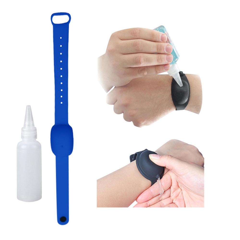 10ML Wearable Portable Refillable Bottles Wristband Hand Dispenser Soap Bracelet Refillable Bottles Hand Sanitizer Dispenser: blue