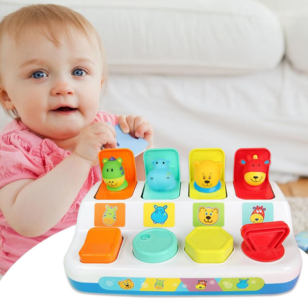 Interactive Pop Up Shape Animals Toy Switch box Button Box Baby Intelligence Push Doll Toy Baby Learning Development Toy game