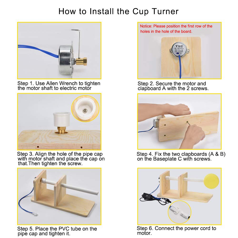 Cup Turner Cuptisserie Turner Machine with Rotisserie Motor for Epoxy Resin Crafts and Tumblers