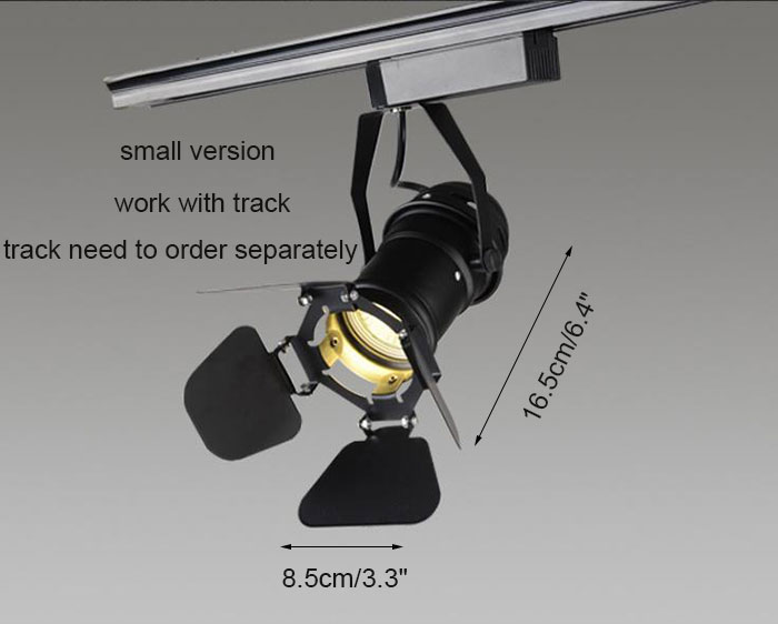 Jahrgang E27 Schienenleuchte, Dachgeschoss industriell Scheinwerfer Schienenleuchte, schwarze Schienenlampe mit Blindtür, Beleuchtung für Bekleidungsgeschäfte und beladen: Blau / Braun