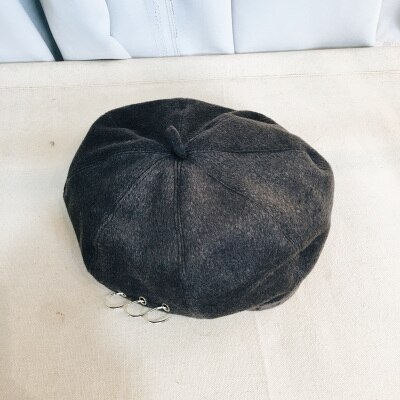 13 Color Ins Tumblr Hipster Rivet Hole & Patchwork Metal Buckle Circle Party/Club/Travel Harujuku Beret Hat: AS PHOTO 4