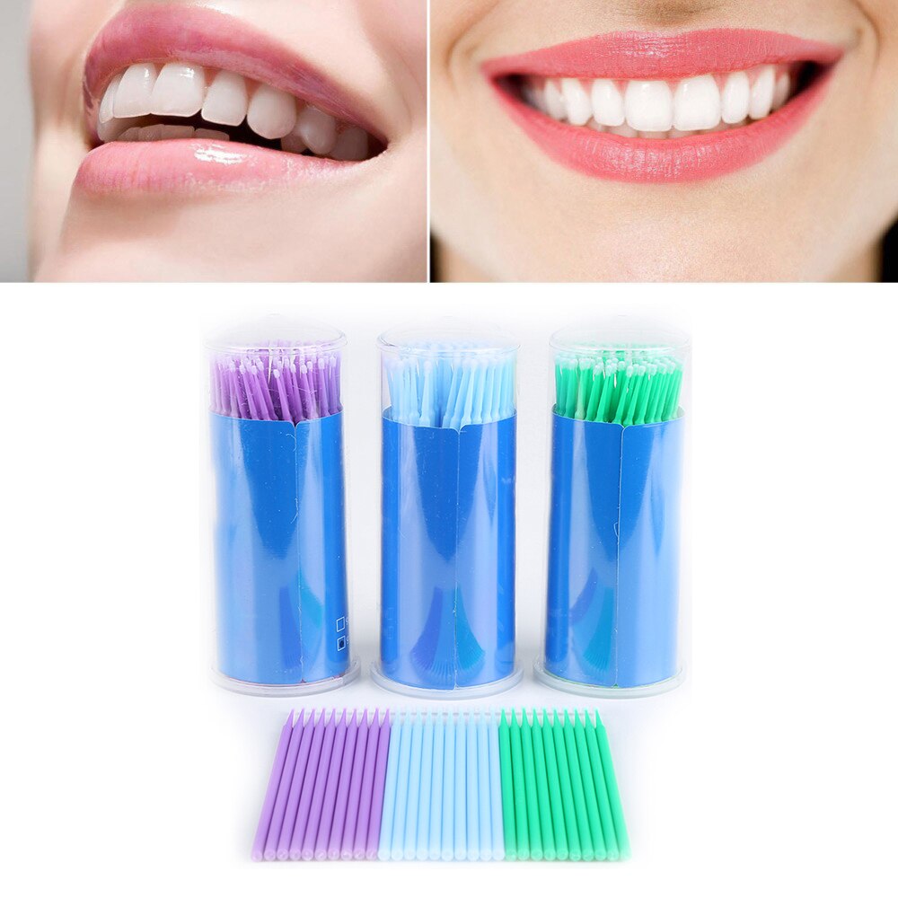 100 pièces multifonction applicateur brosses dentaire Micro brosse pinceaux de maquillage jetable Extension de cils dents outil de blanchiment TSLM2