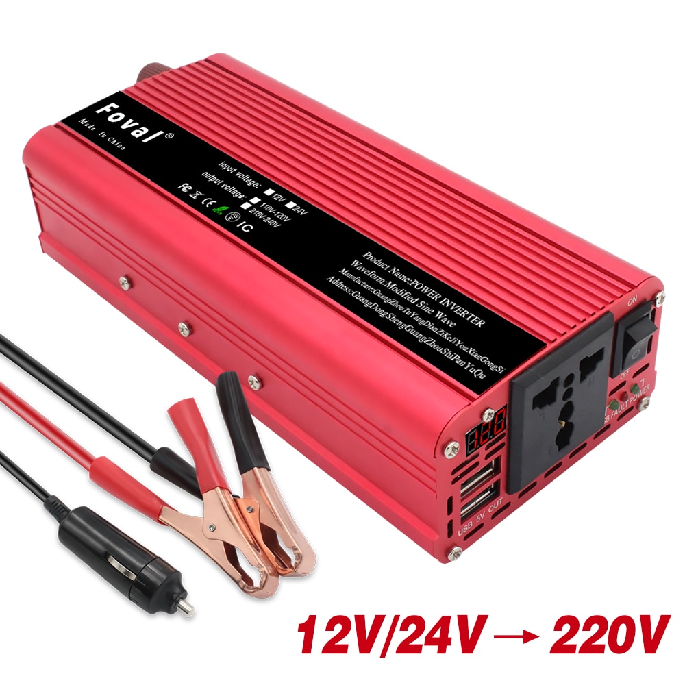 Power Inverter Dual USB 5000W peak DC 12V to AC 220V Portable Car Charger Converter Adapter DC 24 to AC 230 Modified Sine Wave