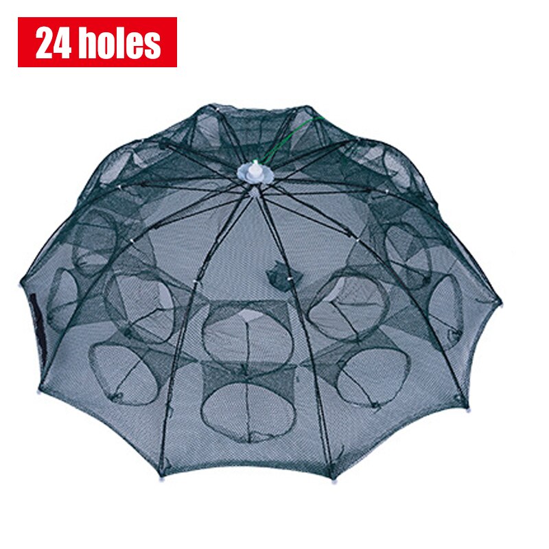 Holes Folded Portable Hexagon Fishing Net Crayfish Fish Automatic Trap For Crayfish Shrimp Carp Catcher Cages Mesh Nets X88G: 24 holes