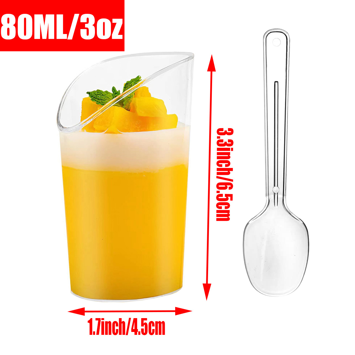 20Pack Plastic Mini Dessert Cups with spoons Parfait Appetizer Cups Party Clear Pudding Fruit Ice Cream Cup Dessert Shot Glasses