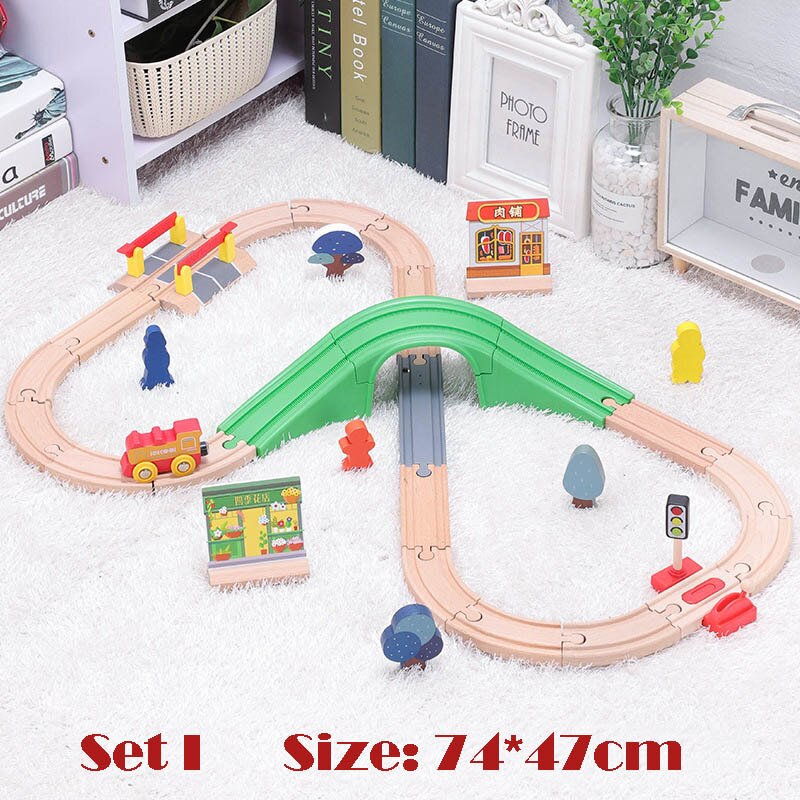 1Set Beech Wood Railway Vehicle Toys Accessories Wooden Track Assembled Educational Toys Fit All Wood Track Biro Toys for Kids: SET I