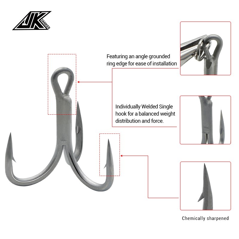 Jk GT-R77 4/0 5/0 6/0 Dreggen Vissen 7X Sterke Triple Vishaken Tee Haak Doos Dreg Zeevisserij accessoires