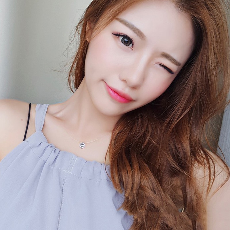 8 Color 6MM Pink White Red Zircon Chokers Necklaces Transparent Fishing Line Simple Pendant Necklace Jewelry For Women