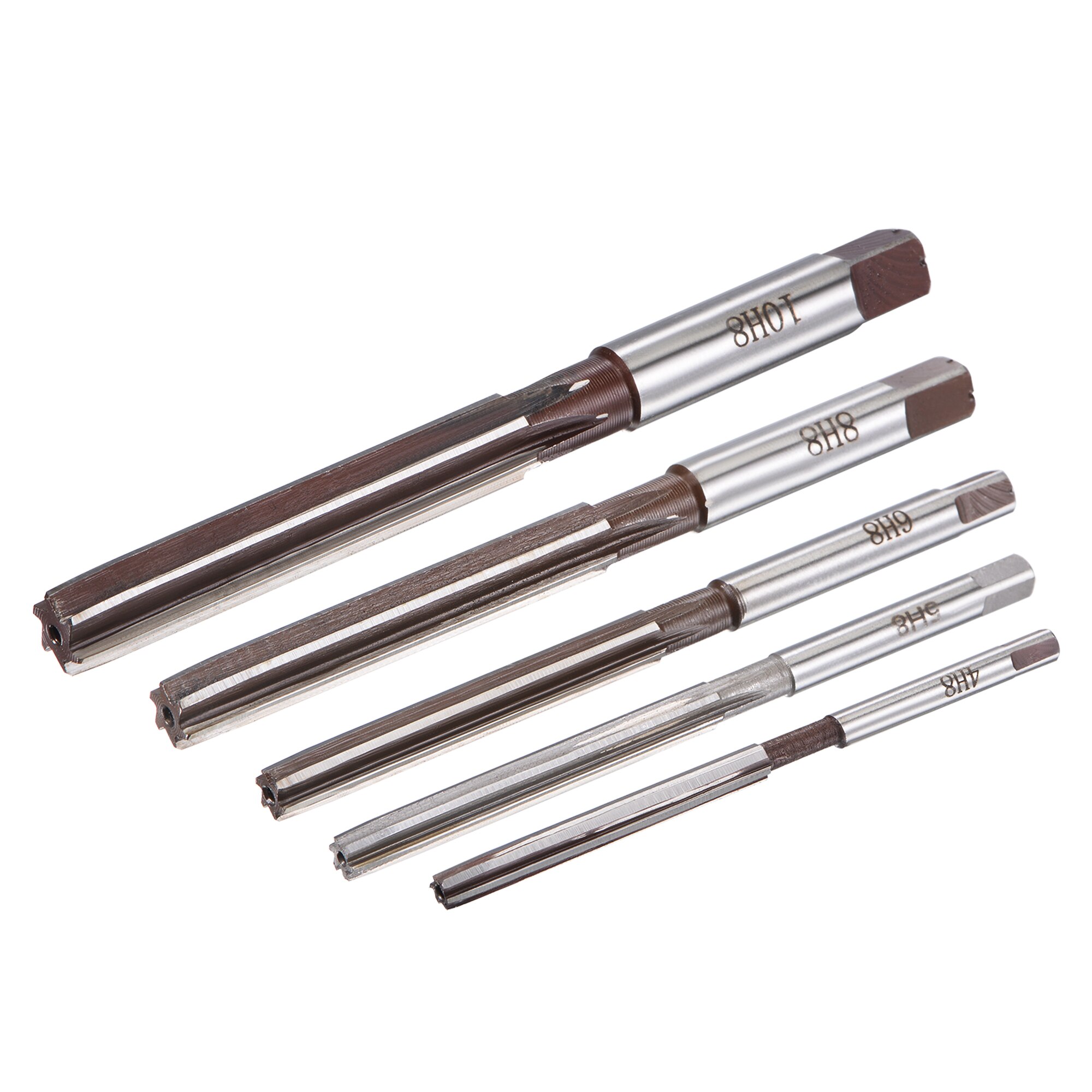 Uxcell Hand Reamers Set 4mm 5mm 6mm 8mm 10mm H8 Accuracy Carbon Tool Steel 6 Flutes Straight Shank Milling Cutter Tool 5pcs