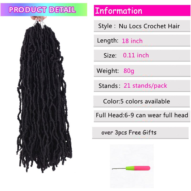 18 Inch Bobbi Boss Nu Locs Haak Hair 20 Strengen/Pak Ombre Faux Locs Gehaakte Vlechten Synthetische Vlechten Haar voor Zwarte Vrouwen