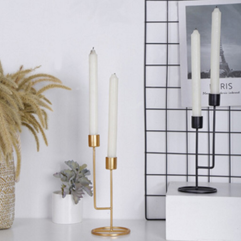 9 cm hoge metalen kaarsenhouder met 2 pilaren, romantische decoratie voor op de eettafel