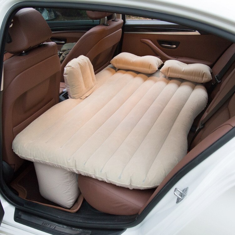 Car Bed, outdoor travel PVC flocking mattress, automotive inflatable bed: beige