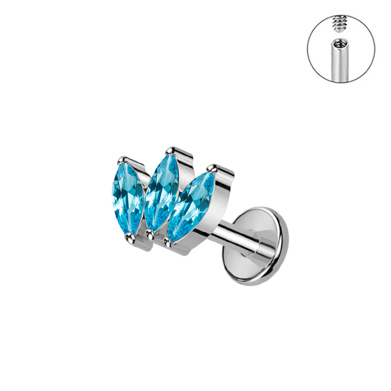 G23 titan piercing labret innvendig gjenge leppepiercing marquise kubisk zirkonia leppestift ørebein negl kroppspiercingsmykke