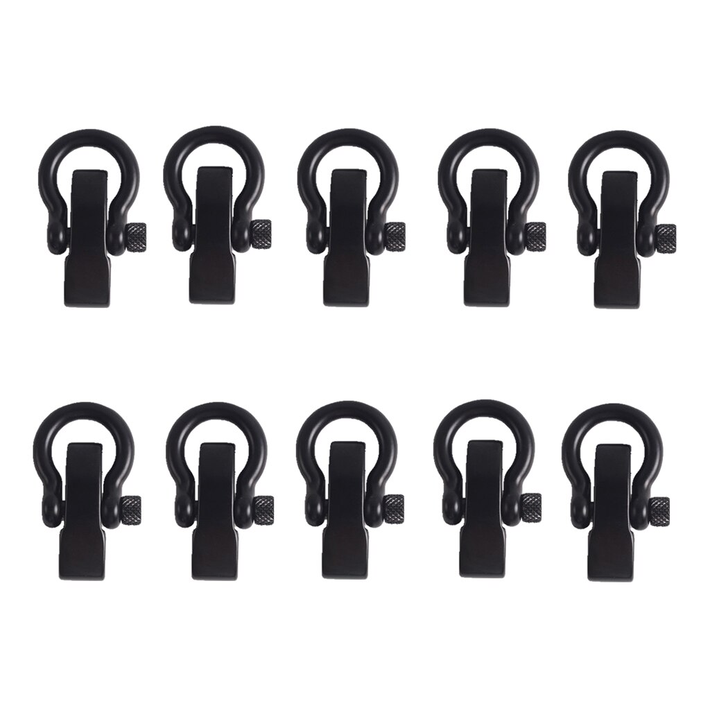 10pcs Adjustable D Shackles Buckle Sets U-Shaped Stainless Steel Shackles for Paracord, Outdoor Rope Survival