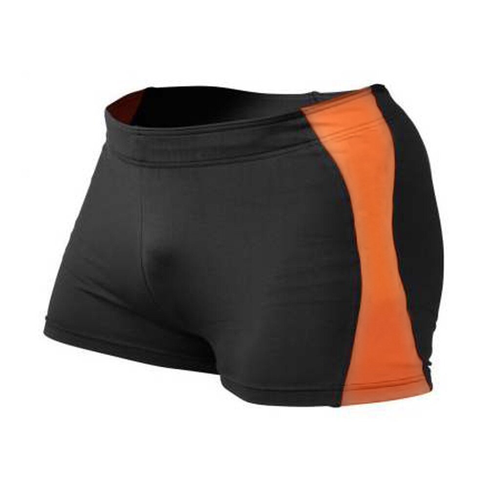 MUSCLE ALIVE Board Shorts For Men Bodybuilding Fitness Gyms Short Pants Bottom Spandex Polyester Black Red Orange Size M L XL: Black Orange / XL