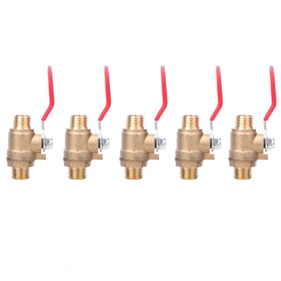 5 Pcs Ball Valve G1/4 Double Male Thread Thickened Brass Valve Air Compressor Accessory Brass