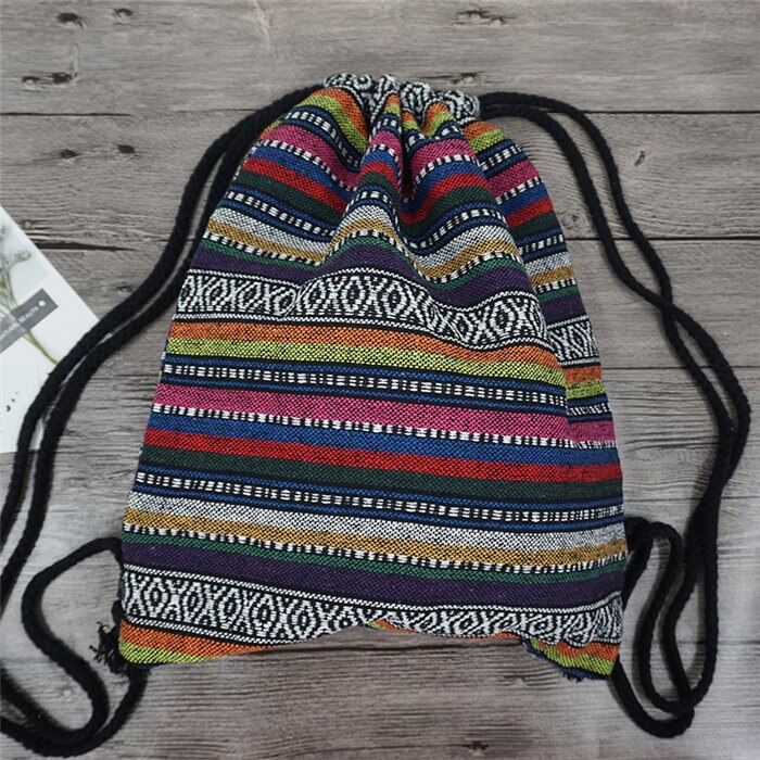 LilyHood damski plecak z tkaniny żeński cygański czeski boho chic Aztec Ibiza Tribal etniczny Ibiza brązowy plecak ze sznurkiem torby: NO 5